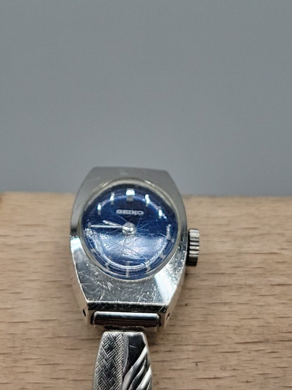 VTG 1971 Seiko 11-7039 Ladies Mechanical Watch Blue Dial 17mm 6" Textured Band - Picture 15 of 16